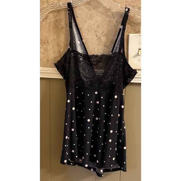 Intima Bella‎ Donna PJ Set Black With Pink Polka Dots Women's Size Medium - Picture 3 of 7
